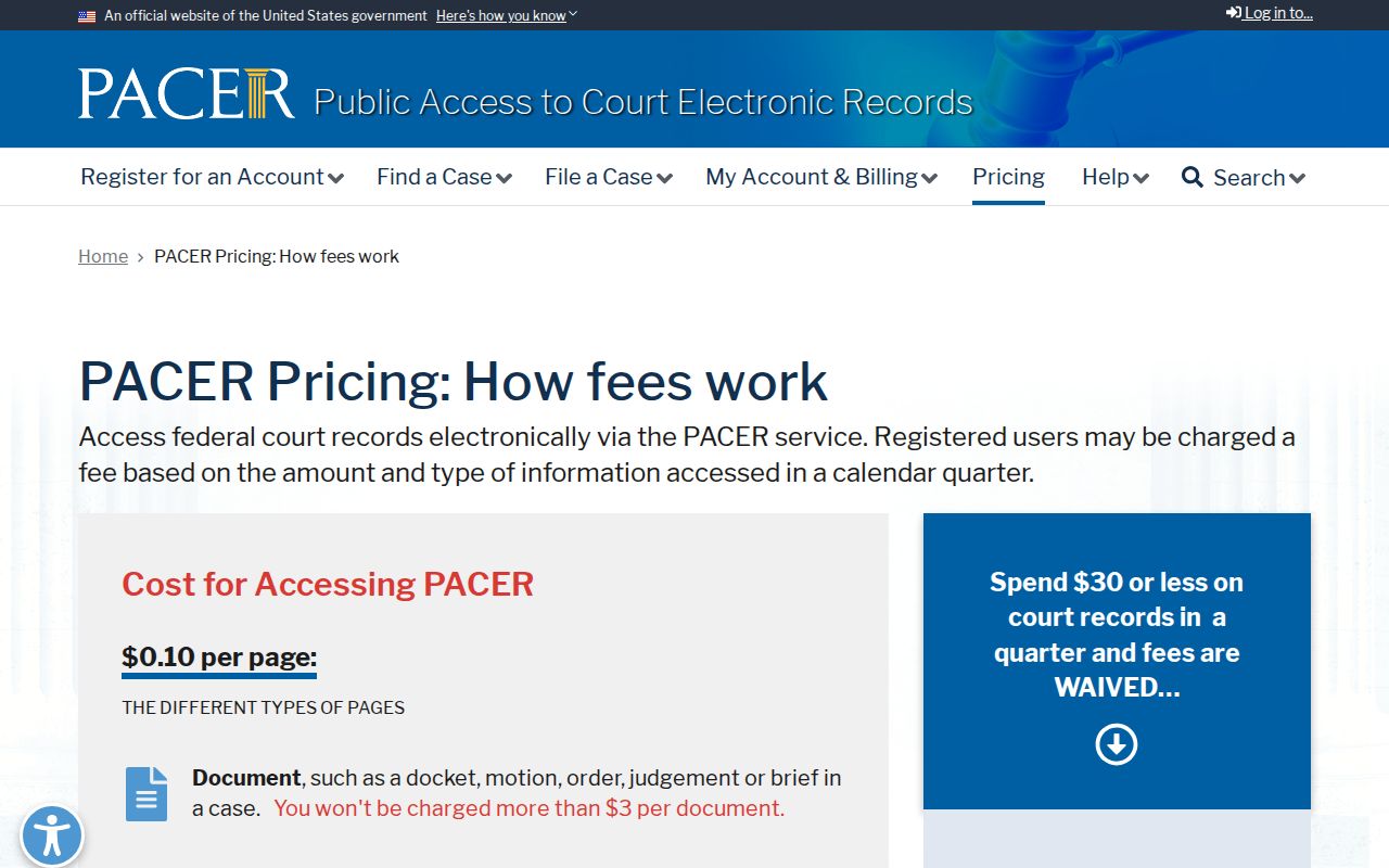 Federal docket pricing information when separating federal and Grant County warrant records